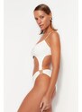 Trendyol Collection Biele plavky s okrúhlym golierom a doplnkami