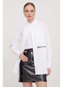 Bavlnená košeľa Karl Lagerfeld Jeans dámska, biela farba, voľný strih, s klasickým golierom