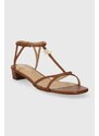 Kožené sandále Lauren Ralph Lauren Fallon dámske, hnedá farba, 802920000000