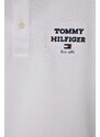 Detská bavlenná polokošeľa Tommy Hilfiger biela farba, s nášivkou