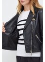 Kožená bunda Guess dámska, čierna farba, prechodná, W3BL83 L0O00