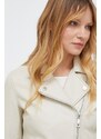 Kožená bunda Guess dámska, béžová farba, prechodná, W3BL83 L0O00