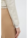 Kožená bunda Guess dámska, béžová farba, prechodná, W3BL83 L0O00
