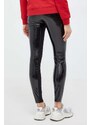 Latexové nohavice Karl Lagerfeld čierna farba, priliehavé, vysoký pás