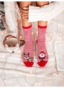 Webmoda Dámske vianočné pruhované ponožky červené