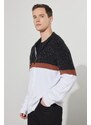 ALTINYILDIZ CLASSICS Men's Anthracite-ecru Standard Fit Regular Cut Hooded 100% Cotton Knitwear Cardigan.