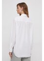 Bavlnená košeľa Calvin Klein Jeans dámska, biela farba, voľný strih, s klasickým golierom, J20J222610