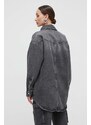 Rifľová bunda HUGO dámska,šedá farba,prechodná,oversize,50508975