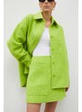 Sukňa s prímesou vlny Samsoe Samsoe INEZ zelená farba, mini, rovný strih, F23400012