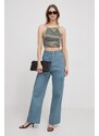 Top Calvin Klein Jeans dámsky, zelená farba, jednofarebná, J20J222903