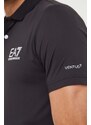Polo tričko EA7 Emporio Armani pánsky, čierna farba, s potlačou