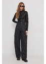 Nohavice Calvin Klein Jeans dámske, čierna farba, široké, vysoký pás, J20J222596