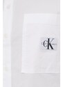Bavlnená košeľa Calvin Klein Jeans dámska,biela farba,voľný strih,s klasickým golierom,J20J222614