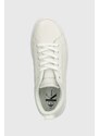 Kožené tenisky Calvin Klein Jeans BOLD FLATF LOW LACEUP LTH IN LUM biela farba, YW0YW01309