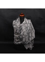 Pranita Kašmírska vlnená pašmína s potlačou svetlošedo-tmavošedá