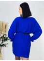 Webmoda Dámske oversize modré trblietavé šaty GRELA