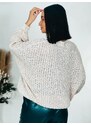 Webmoda Dámsky pletený oversize sveter so širokými rukávmi - béžový