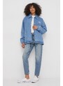Rifľová bunda Calvin Klein Jeans dámska, prechodná, oversize, J20J223258