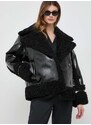Bunda Karl Lagerfeld dámska, čierna farba, prechodná, oversize