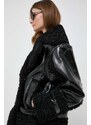 Bunda Karl Lagerfeld dámska, čierna farba, prechodná, oversize