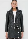 Kožená bunda Armani Exchange dámska, čierna farba, prechodná, 3DYB50 YLP1Z