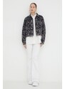 Rifľová bunda Karl Lagerfeld Jeans dámska, šedá farba, prechodná