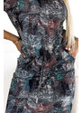 NUMOCO Sivé vzorované športové šaty 13-159 dark grey