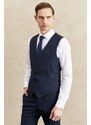 ALTINYILDIZ CLASSICS Men's Navy Blue Slim Fit Slim Fit Monocollar Nano Suit With Vest, Wool and Water and Stain Repellent.