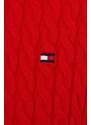 Kardigán Tommy Hilfiger dámsky,červená farba,tenký,WW0WW40739