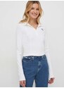 Tričko s dlhým rukávom Calvin Klein Jeans dámsky, biela farba, J20J222556