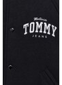 Bunda bomber s prímesou vlny Tommy Jeans čierna farba,prechodná,DM0DM17884