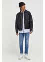Bunda Karl Lagerfeld Jeans pánska, čierna farba, prechodná