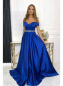 Paris Style Modré dlhé šaty s kamienkami Darla