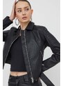 Bunda Karl Lagerfeld Jeans dámska, čierna farba, prechodná