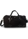 Bagind Putuy Misty - unisex cestovná taška látková s koženými detailmi čierná, ručná výroba