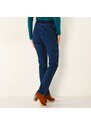 Pohodlné dlhé denimové nohavice s pružným pásom denim 050 Blancheporte