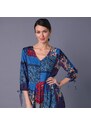 Blancheporte Dlhé šaty v patchwork dizajne modrá/červená 046