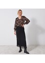 Blancheporte Jednofarebná plisovaná sukňa z recyklovaného polyesteru, pre vyššiu postavu čierna 038