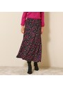Blancheporte Krepová dlhá sukňa s potlačou čierna/purpurová 052