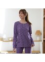 Blancheporte Pyžamo s dlhými rukávmi a potlačou kvetín fialová sivá 040