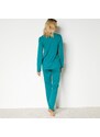 Blancheporte Pyžamo s potlačou sovičiek a dlhými rukávmi zelená jedľová 054