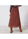 Blancheporte Voálová plisovaná sukňa z recyklovaného polyesteru, pre nižšiu postavu karamelová 050