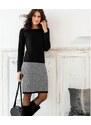 Blancheporte Pulóvrové šaty so ševrónovým vzorom na sukni čierna/biela 050