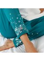 Blancheporte Pyžamové nohavice s kvetinovou potlačou na koncoch nohavíc smaragdová 050