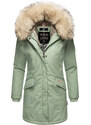 Dámska zimná bunda s kapucňou a kožušinkou Cristal Navahoo - SMOKEY MINT