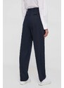 Nohavice Tommy Hilfiger dámske,tmavomodrá farba,strih chinos,vysoký pás,WW0WW40509