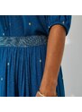 Blancheporte Krátka sukňa so zlatou potlačou pávie modrá/zlatá 036