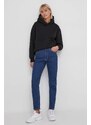 Mikina Calvin Klein Jeans dámska,čierna farba,s kapucňou,s potlačou,J20J222895