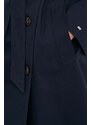 Trenčkot Tommy Hilfiger dámsky,tmavomodrá farba,prechodný,dvojradový,WW0WW40482