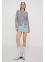 Rifľová sukňa Guess Originals mini, rovný strih